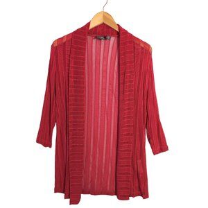 Chicos Travelers Cardigan‎ 00 Women XS Red Open Front Lightweight Long Sleeve